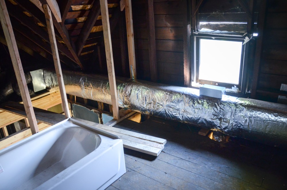 duct work in the upstairs bathroom
