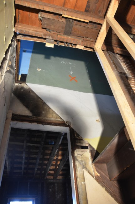 The upper portion of the old stairs have been removed