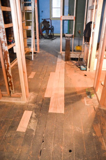 The floor repair in the upstairs commons area