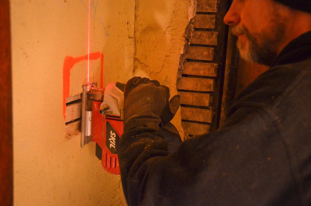 cutting a hole for a new electrical box location