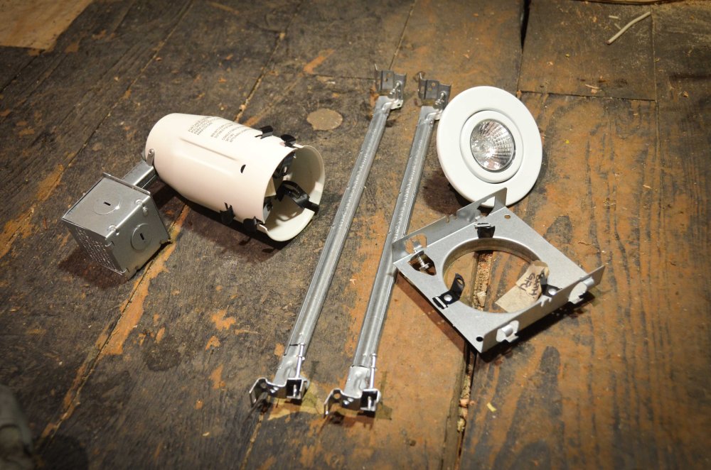 The 3" gimbal light, can, hangers, and hanging mount