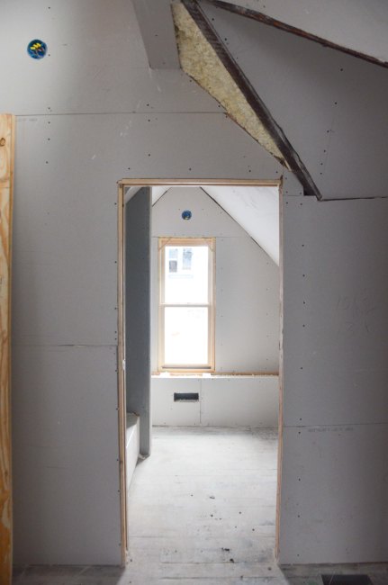 The view of the bathroom from the Aiden's doorway