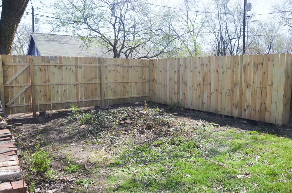The fence in the backyard