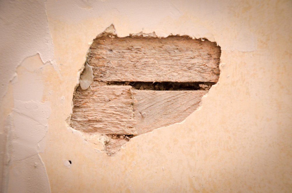 A small patch of missing plaster