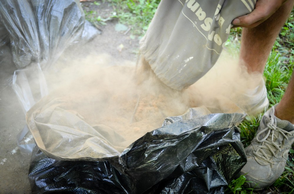 We chose to keep our sawdust outside