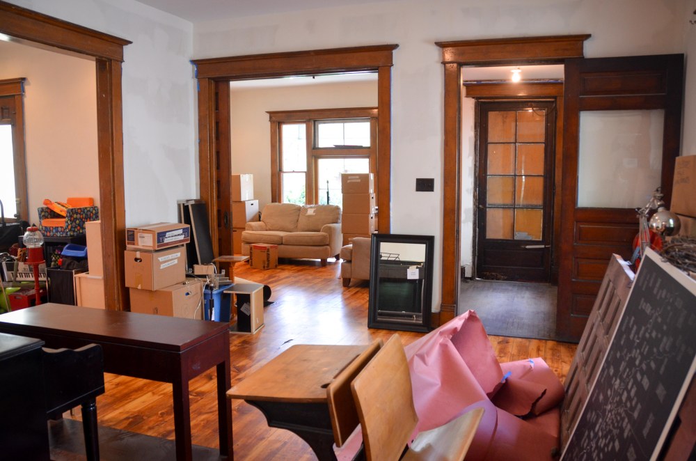 Living room, parlor, and vestibule